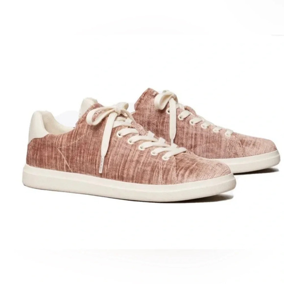 ! Tory Burch Howell Velvet Sneaker Mauve Pink Womens - Picture 1 of 10